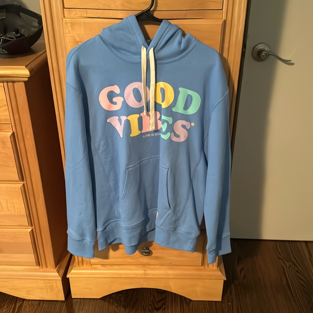 Women’s life is good blue medium hoodie large